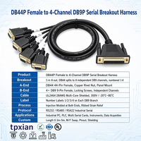 Cable divisor multipuerto personalizado de 1 a 4 puertos, con conector DB25 hembra frontal tipo tuerca remachable a 4 conectores DB9 hembra RS232 para adquisición de datos industrial