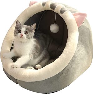 Cama para Gatos Acogedora Cueva Suave Textil Algodón Linda Casa para Mascotas Lavable Extraíble para Gatos y Perros Pequeños Cuatro Estaciones Cama Cálida para Mascotas - Product Image 1