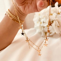 Collier étoile Collares De Estrellas Collier ras du cou à breloques étoiles Pendentif étoile de David Collier en or 18 carats