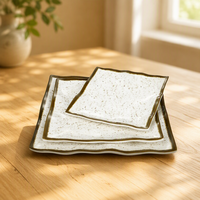 Assiette à bordure dorée en mélamine pour restaurant carré design de luxe vente en gros