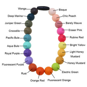 Bracelets porte-clés sucette sans BPA en silicone souple 180 couleurs personnalisées avec perles en vrac de 15mm anneau de dentition à mâcher de qualité alimentaire - Product Image 1