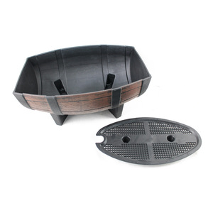 Maceta Moderna de Media Barril para Plantas, de Gran Capacidad, de Plástico y <span class=keywords><strong>Madera</strong></span>, para Jardín, Hogar, Patio Exterior - Product Image 4