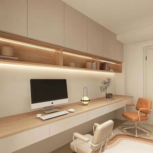 Ensemble bureau et meuble en bois moderne, directement de l'usine, avec options personnalisées pour une utilisation en appartement ou en chambre à coucher - Product Image 1
