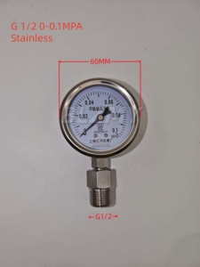 Manomètre de pression et de vide G1/2 en acier inoxydable pour souffleur à canal latéral haute pression et pompe à vide pour routeur CNC (0-0.1 -0.1-0 MPa) - Product Image 4