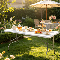 Mesa Plegable Portátil de Plástico 180x70 CM con Superficie de HDPE y Estructura Metálica, Mesa Plegable para Banquetes y Eventos, Venta al Por Mayor