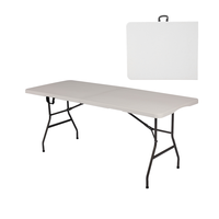 Table pliante moderne de 6 pieds, blanche, pliable, portable, en plastique, durable, résistante aux UV, empilable, imperméable, pour événements