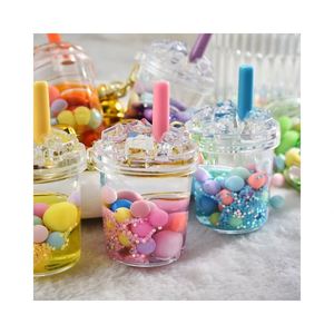 Cute Bubble Bead Iceberg Cup Key Chain Creative Quicksand Liquid Floating Acrylic Keyring Couple <b>Backpack</b> Pendant Keychain Gift - Product Image 1