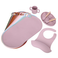 Sous-vêtements écologiques pour bébés, en forme ovale, doux, avec bavoir et bol, set de Table, pour repas, vente en gros,