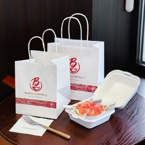 Sac en papier kraft jetable personnalisé en gros pour boulangerie, sac de courses commercial, sac d'emballage alimentaire de qualité pour pain - Product Image 1