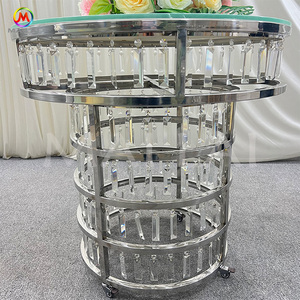 Colgante de cristal plateado redondo moderno de lujo, mesa de pastel de acero inoxidable, 75cm, modelo de marca MaiLai, ML-CT24 para eventos de fiesta de boda - Product Image 5