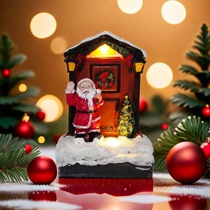 Cabaña de Santa Claus, pequeña casa luminosa, nieve, adornos navideños, regalos de Navidad, decoraciones, funciona con pilas - Product Image 1