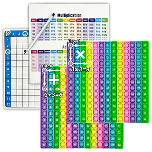 Jogo de Tabuleiro da Tabela de Multiplicação Montessori, Brinquedo Educacional de Matemática com Bolhas Pop, Flashcards e Conjunto de Canetas Apagáveis - Product Image 5