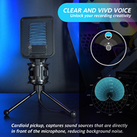 Microphone de bureau USB filaire OEM X1S RGB pour gaming, à condensateur, avec suppression du bruit, portable, léger, en métal, pour enregistrement sur ordinateur