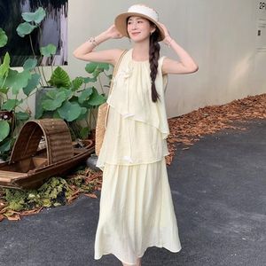 French Style Sleeveless Tiered Cake <b>Dress</b> Women <b>Elastic</b> Waist O Neck Loose A Line Vacation Casual <b>Dress</b> Summer 2026 - Product Image 1