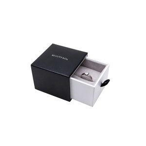 <b>Black</b> Leatherette Paper Sliding Drawer Jewelry Packaging <b>Box</b> for Jewelry Package - Product Image 3