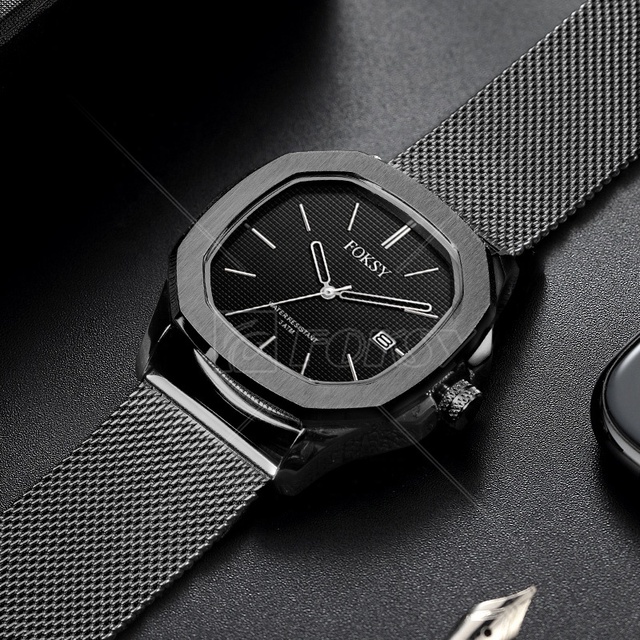 Japanese Movement Stainless Steel Leisure Watch Square Design Waterproof Quartz Wristwatch Luxury for Men