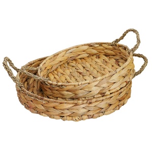 Umweltfreundliche Runde Wasserhyazinthen-Seegras Langlebige Vintage-Aufbewahrungskörbe mit Griff für Kleidung und Haushalt - Product Image 1