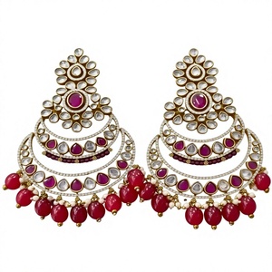 Designer Best Quality Gold Finish Moissanite <b>Earrings</b> with Traditional Wear for Party Wedding Wear Collection For Women - Product Image 2