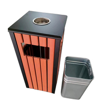 Poubelle extérieure en métal et bois avec cendrier, bac à déchets haut de gamme en fer et plastique pour parcs, rues et jardins