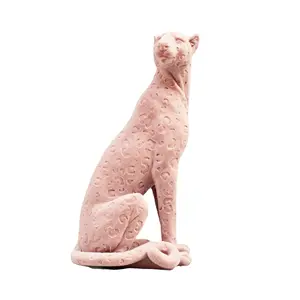 定制彩色设计植绒树脂粉红豹雕像