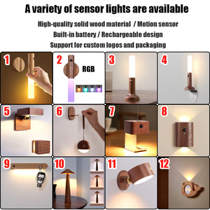 Applique murale en bois à détecteur de mouvement, rechargeable, magnétique, LED, sans fil, à piles, <span class=keywords><strong>veilleuse</strong></span> pour chambre et couloir - Product Image 6