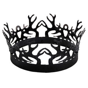 Commercio all'ingrosso Full round King Queen Crown Retro Black Crown Performance puntelli Beauty Queen Birthday Crown - Product Image 6