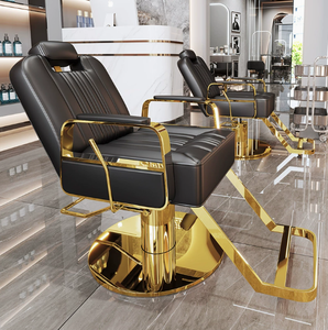 เก้าอี้ตัดผมไฮดรอลิกดีไซน์ใหม่สีดำสำหรับร้านทำผมสไตล์วินเทจ เฟอร์นิเจอร์ร้านเสริมสวย เก้าอี้ตัดผมบาร์เบอร์ สปา - Product Image 2