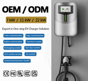 สถานีชาร์จรถยนต์ไฟฟ้าแบบติดผนัง 7kW-22kW 32A Type 2 3 เฟส พร้อม WiFi ควบคุมผ่านแอพ รองรับ OCPP สายยาว 5 เมตร รุ่นใหม่ OEM - Product Image 1