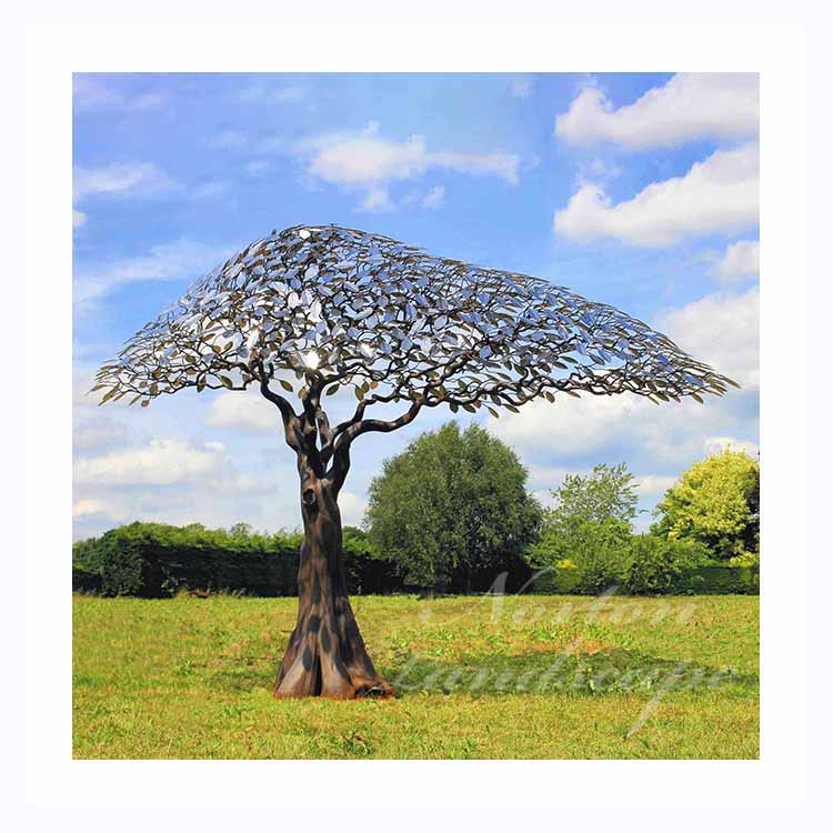 Moderne Tuin Decoratieve Mooie Metal Art Grote Roestvrijstalen Boom Sculptuur Voor Outdoor