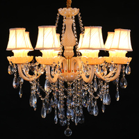 Lampe de plafond suspendue en cristal LED E12 à hauteur réglable, style européen et américain, éclairage chaleureux pour salon