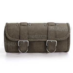 Sacoche de fourche de moto en cuir PU imperméable, forme baril vintage, pour guidon ou selle - Product Image 2