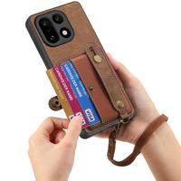 Étui de téléphone en cuir rétro avec bracelet croisé pour OnePlus 15