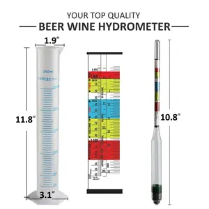 Homebrew alkol test cihazı bira şarap hidrometre bira konik üçlü ölçekli hidrometre