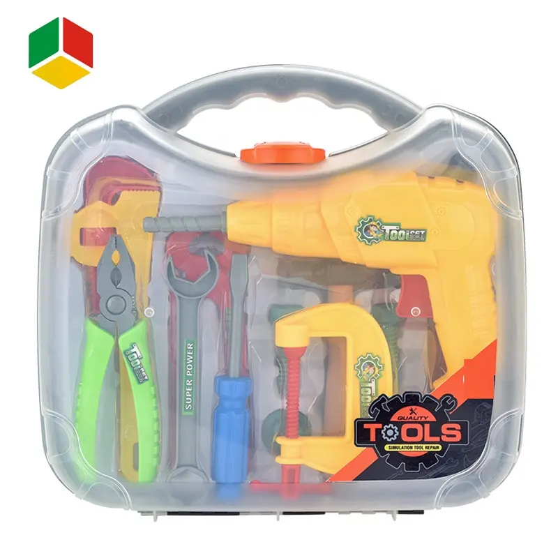 QS Toys Plastic Pretend Play House Boy Game Electric Drill Screwdriver Repair Tool Box Kit Set Toy For Children