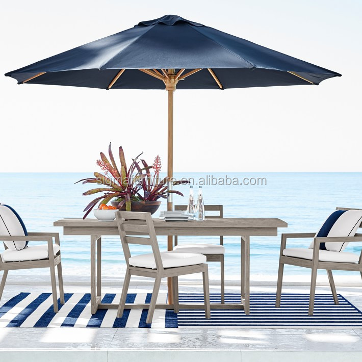 patio furniture hotel pared-down aesthetic outdoor  premium teak wood frame garden dining table