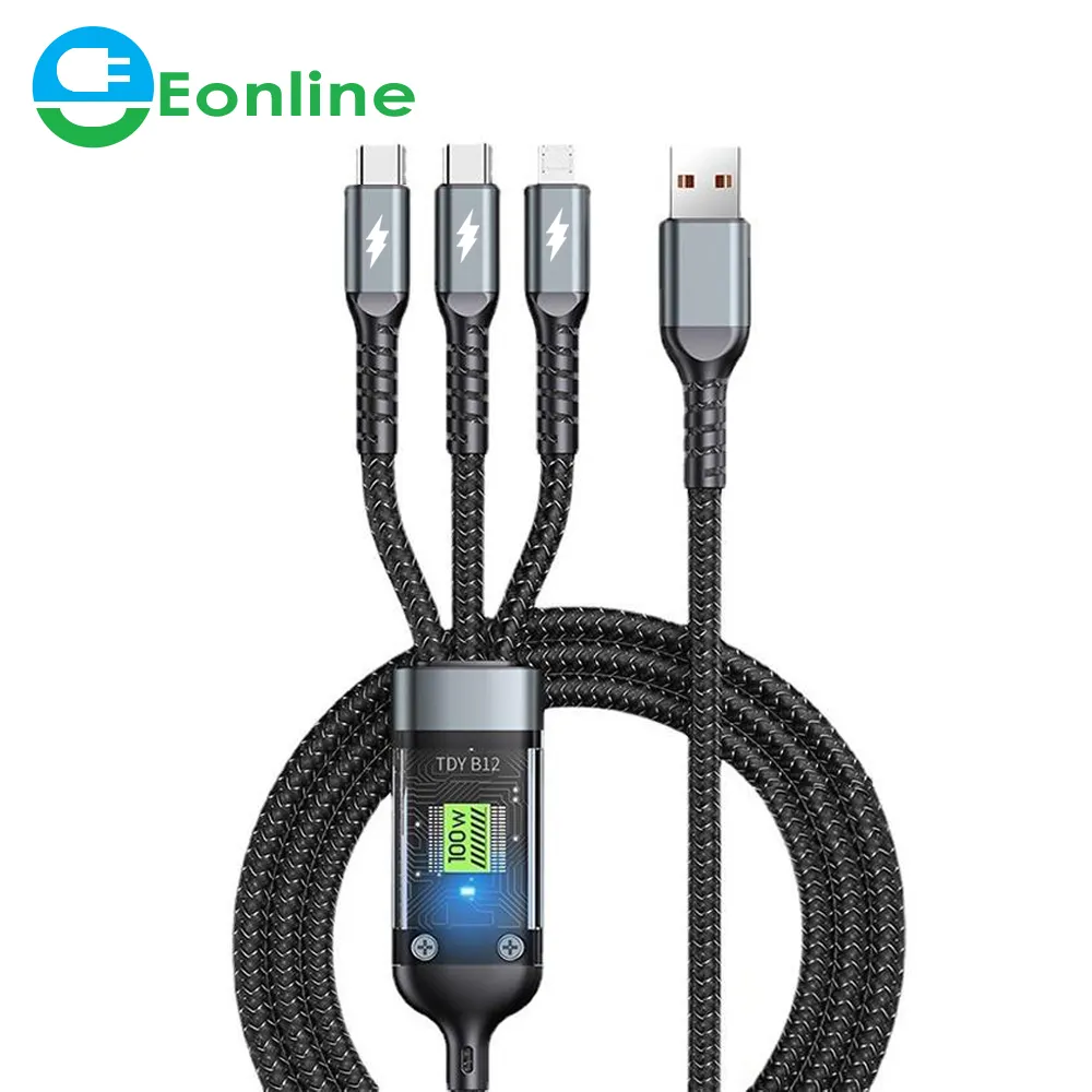 EONLINE 3D OEM 3 في 1 كابل USB نوع C للكابل شاحن من نوع C مايكرو USB نوع C