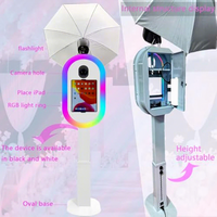 Photomaton portable pour mariage et fête - Photomaton DSLR avec étagère pour imprimante et éclairage par flash parapluie