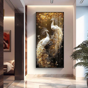 Modern lüks Peackok hayvan dekoratif kristal porselen duvar sanat boyama oturma odası için fabrika toptan yüksek kaliteli - Product Image 5