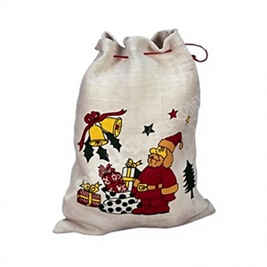 Wholesale Lowellcraft Nature Color Jute Pouch Gift Jewelry Packing Storage Hessian Hemp Drawstring Christmas Printed - Product Image 3