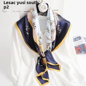 Écharpe carrée en soie véritable pour femme, 90 cm, automne-hiver, foulard en satin pour cheveux, châ<span class=keywords><strong>le</strong></span> de cou tendance - Product Image 5