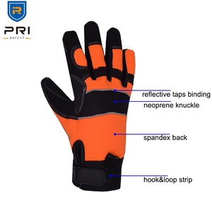 Guantes de Trabajo de Seguridad Transpirables de Tamaño Completo PRI, Nudillos de Neopreno, Cintas Reflectantes, Bajo MOQ, Guantes de Trabajo Mecánicos - Product Image 2