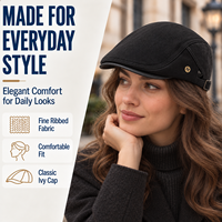 Casquette plate ajustable multi-textures noir pur avec boucle bronze pour hommes et femmes, style minimaliste, idéale pour les occasions décontractées ou les fêtes, vente en gros
