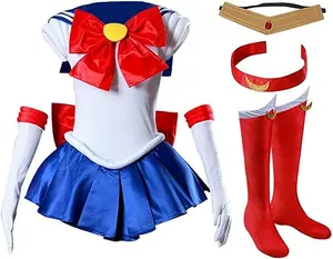Anime Cosplay Costume Small Kids Women Costumes Include Dress, Socks, Headband, Neck-strap, Bow