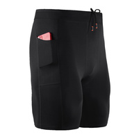 Shorts de compression sans coutures pour hommes avec cordon de serrage, respirants, séchage rapide, couche de base avec poche pour la course et l'entraînement