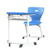 Ensemble chaise et bureau scolaire moderne, confortable et durable en métal et bois, 1 tiroir, pour la maison, le bureau ou la salle de classe, garantie 5 ans