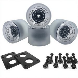 Roues de <span class=keywords><strong>longboard</strong></span> LOOEEL 70 mm 80A avec roulements ABEC-9, entretoises, vis et boulons - transparentes givrées pour longboards - Product Image 1
