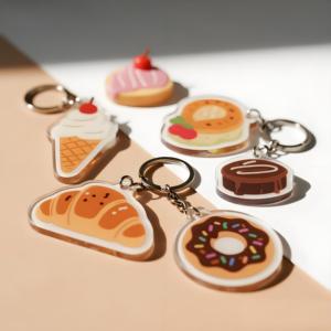 Benutzer definierte Lebensmittel Bulk Clear Glitter Epoxy Anime Schlüssel bund Werbe Kunststoff Acryl Cartoon Style Charm Schlüssel bund - Product Image 5