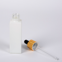 Flacon compte-gouttes carré en verre blanc écologique de 30 ml pour sérum de soin de la peau et collyre