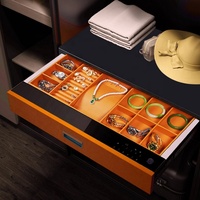 Coffre-fort compact de type tiroir avec accès par empreinte digitale, design dissimulé et intégré pour armoire, boîte de rangement antivol pour bijoux