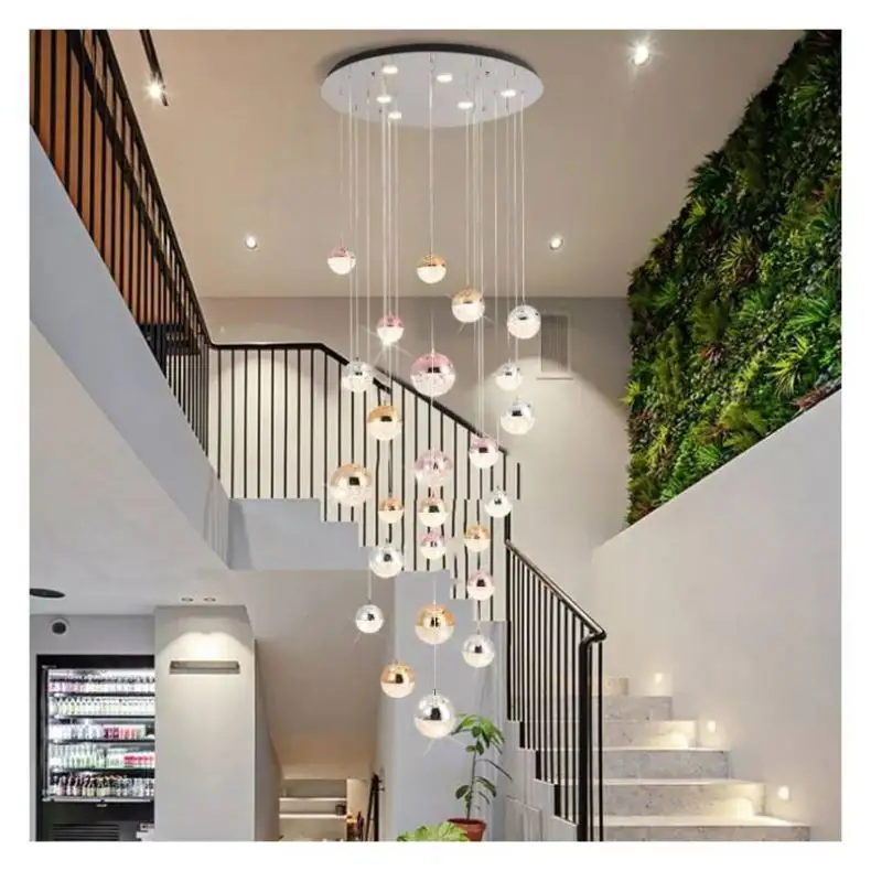 sungreen Modern Chandelier Acrylic Ball Pendant Light Rose Gold LED Hanging Light